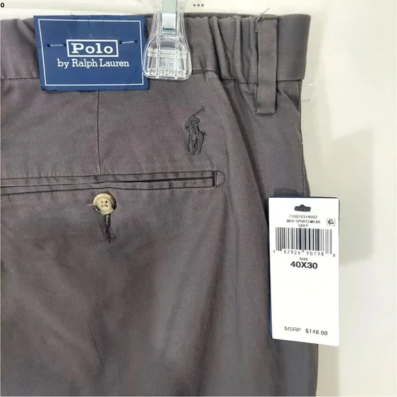 Polo Ralph Lauren Men Pants Size 40 x 30 Grey Sportswear Stretch Chino